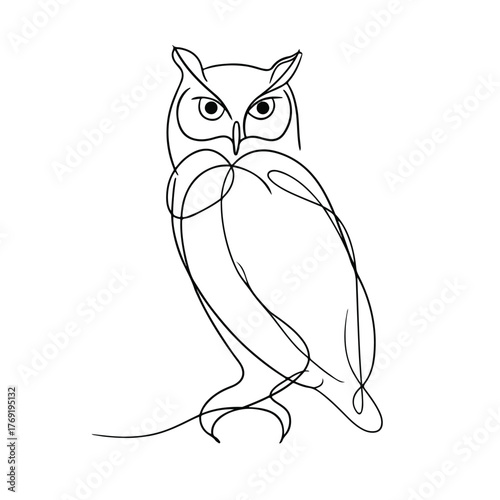 Elegant Owl Continuous Line Art Illustration