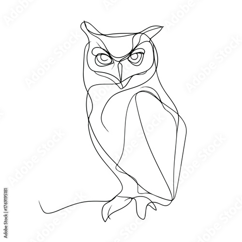 Sleek Owl Single Line Art Drawing