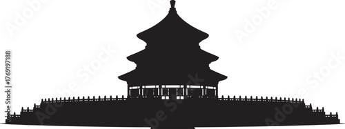Temple of Heaven Silhouette Vector Ancient Chinese Imperial Sacrificial Complex
