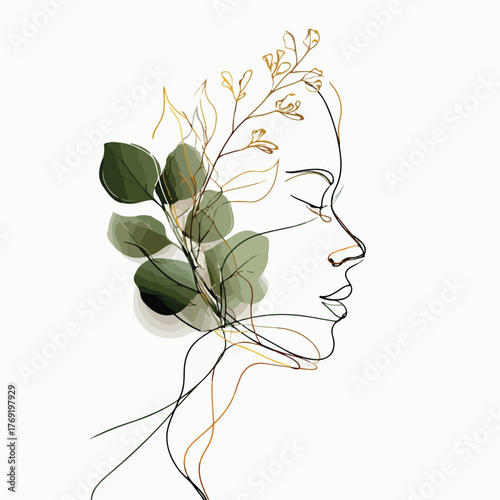 Elegant single line profile with botanical motif