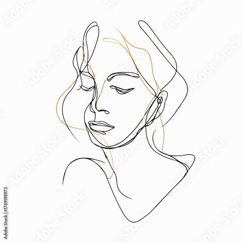 Ethereal Single Line Sad Portrait Sketch
