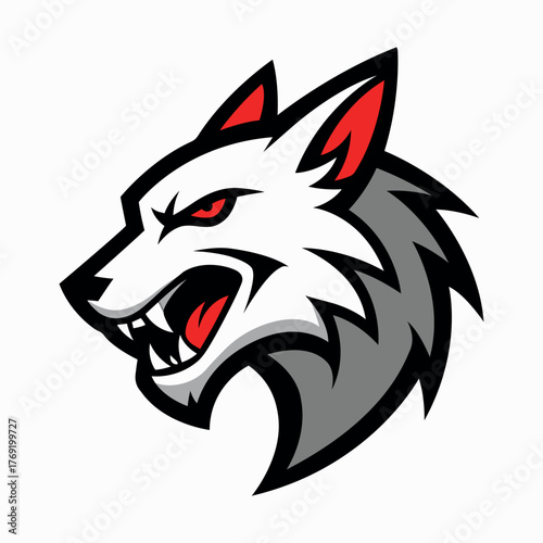 Powerful wolf head logo  wild predator vector illustration