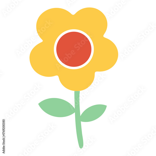 Yellow Flower with Red Center