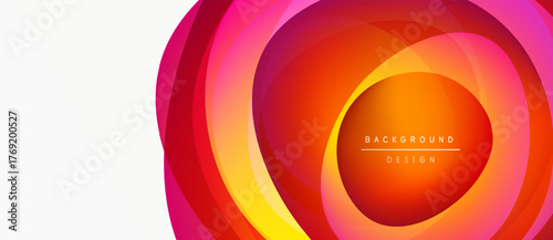 Abstract design features layered circles. Warm colors dominate, creating dynamic visual effect. Text reads background design.