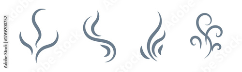 Smoke and Steam Icon Set. Hot Vapor, Smell, and Aroma Symbols. Cooking Fume and Warm Air Vector Collection.