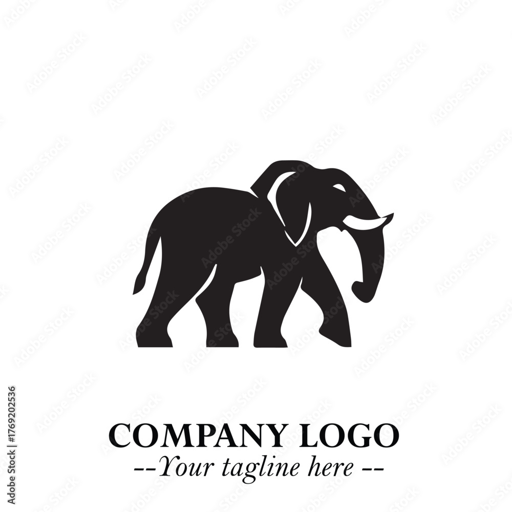 Fototapeta premium Majestic Elephant Logo Symbol in Black on White Background with Elegant Minimalist Modern Design