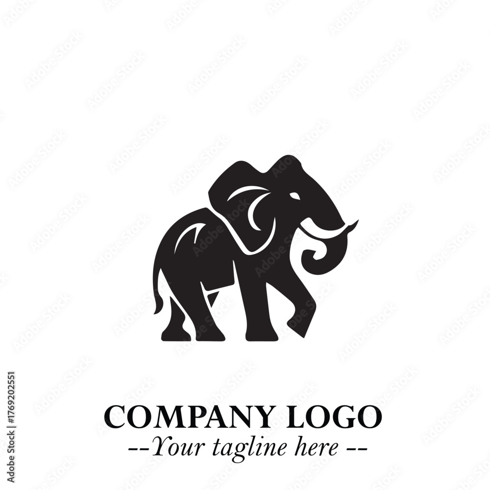 Fototapeta premium Majestic Elephant Logo Symbol in Black on White Background with Elegant Minimalist Modern Design