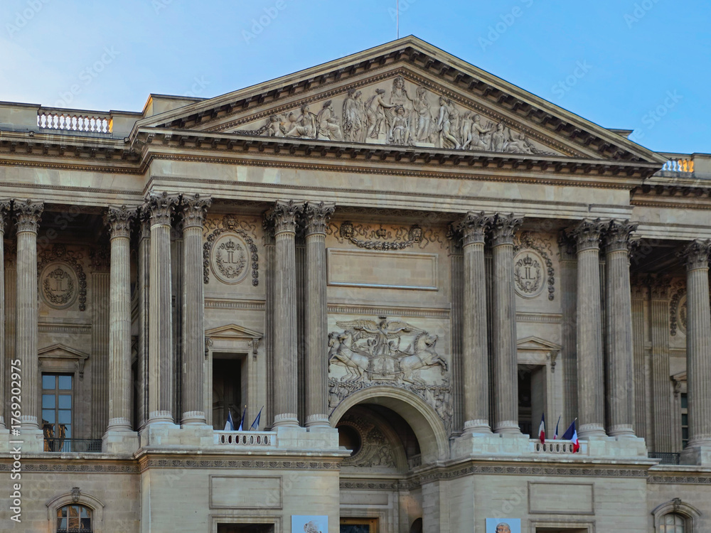 Obraz premium Paris, France - October 13, 2025 - The Louvre Museum Facade — Iconic Paris Landmark, Louvre Museum Exterior