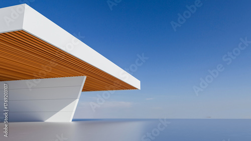 Minimalist architectural style car background rendered in 3D