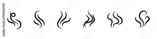 steam smoke set vector silhouette on white background.