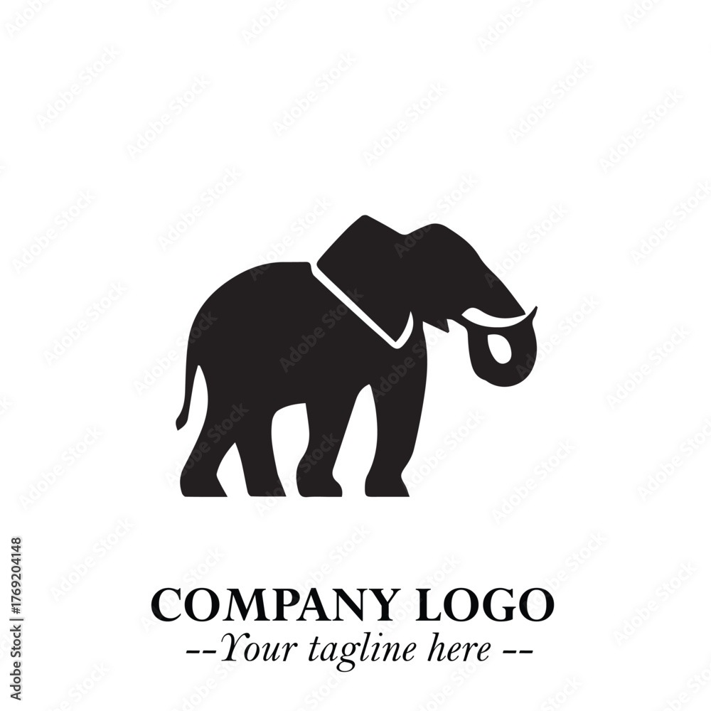 Obraz premium Majestic Elephant Logo Symbol in Black on White Background with Elegant Minimalist Modern Design