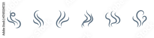 steam smoke set vector silhouette on white background.