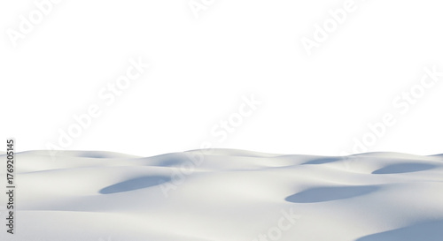  White snowdrift landscape on a transparent background, PNG image with gentle slopes and soft blue shadows