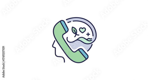 Mental health support line icon helpline for psychological assistance and emotional wellbeing concept