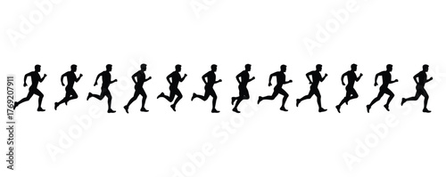 Dynamic display of running silhouettes conveys energy and motion for fitness brands or athletic campaigns, ideal for conveying speed, endurance, and a competitive spirit across advertising