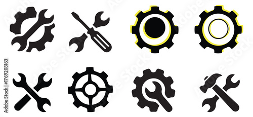 settings icon. Black settings icon. Cogwheel symbol. Gear wheel vector linear icon for use in any purpose.Vector illustration.