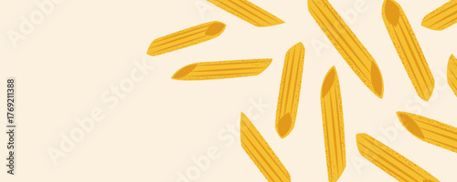 Penne pasta banner with copy space, perfect for social media, menus, or event promotion.