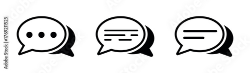 Comment icon, speech bubble chat symbol, flat black vector silhouette, high resolution transparent icon for UI, web and mobile