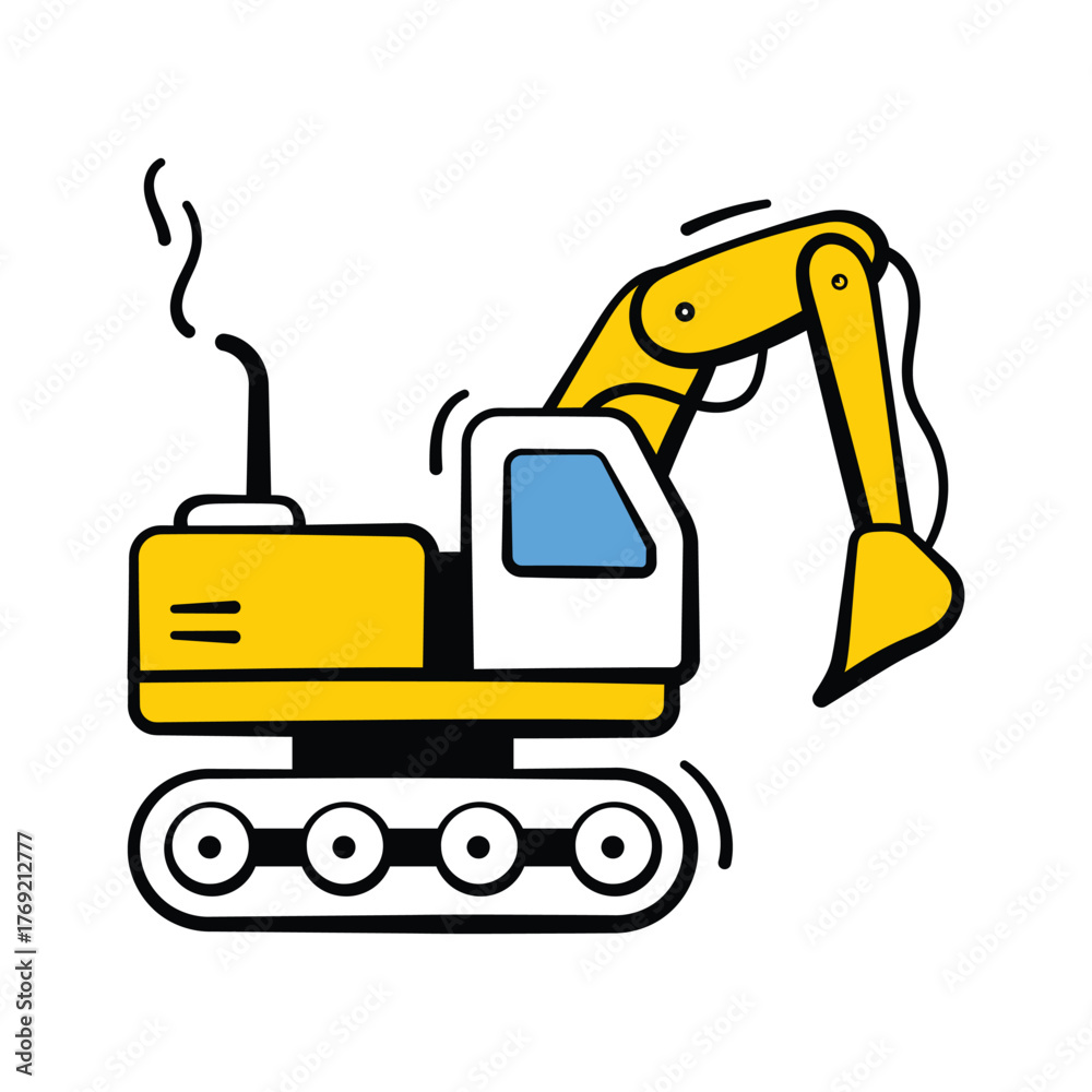 Naklejka premium Excavator icon representing heavy construction machinery and industrial transport