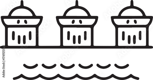 Singapore Merlion Icon Vector Illustration Skyline Landmark Minimalist Design Black and White