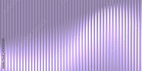 Glass prism texture background with vertical light dispersion. Refracted beams create glossy translucent effect with metallic reflections and soft highlights. Elegant realistic vector illustration.