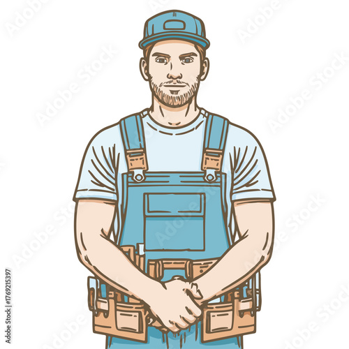 Sleek Carpenter Line Art Design