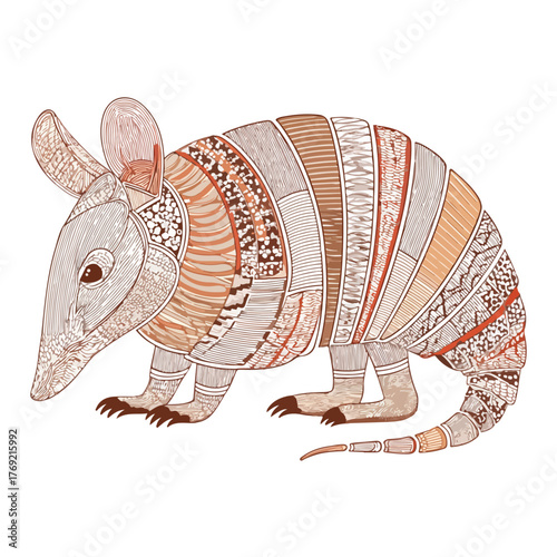 Sleek Armadillo Outline in Vector Art