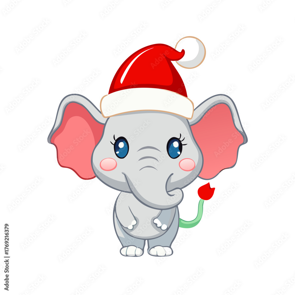 Fototapeta premium elephant with santa hat