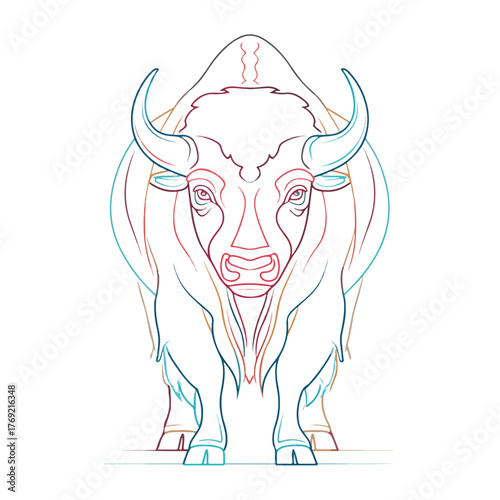 Sleek Buffalo Line Art Illustration