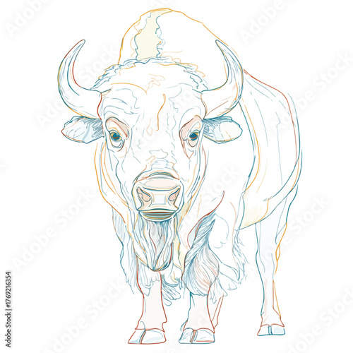 Sleek Buffalo Line Art Vector Illustration