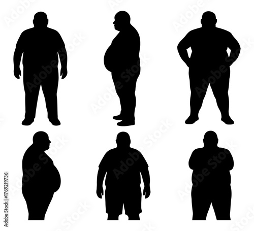 Silhouettes of male adults in various poses.