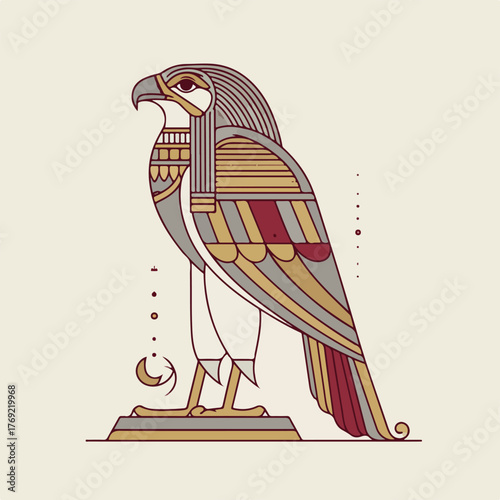 Elegant Horus Line Art Illustration Vector