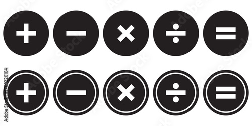 Calculator, math icon. Plus, minus, multiply, equal and divide icon design. Calculation and Mathematical sign symbol icon. Addition, subtraction, multiplication, division, equal sign, icon symbol.