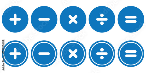 Calculator, math icon. Plus, minus, multiply, equal and divide icon design. Calculation and Mathematical sign symbol icon. Addition, subtraction, multiplication, division, equal sign, icon symbol.