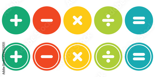 Calculator, math icon. Plus, minus, multiply, equal and divide icon design. Calculation and Mathematical sign symbol icon. Addition, subtraction, multiplication, division, equal sign, icon symbol.