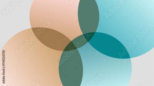 Overlapping circles in peach, blue, and green create a modern abstract design