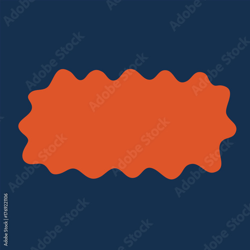 Cartoon vector illustration of an orange shape with uneven edges, symbolizing spontaneity as energy and playfulness in design against dark background