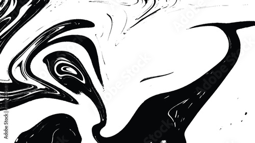 Hand drawn on water marbling texture. Grunge. Marble, ebru. Marbled abstract, natural wavy black, white and gray surface. Ink texture. Mix of a white and black paint, closeup.