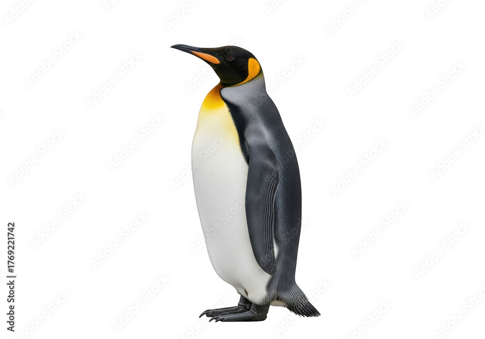 Fototapeta premium King penguin standing profile isolated on transparent background
