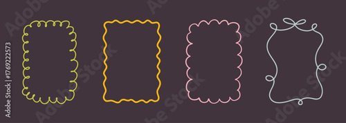 Minimalist hand drawn border collection with elegant curves, French swirls, and decorative elements. Great for autumn wedding templates, birthday cards, or romantic invitations.