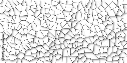 Voronoi diagram pattern black lines white cells shaded abstract geometric background texture cellular