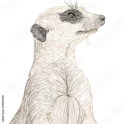 Sleek Meerkat Line Art Vector Illustration