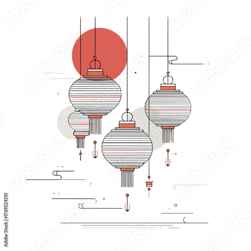 Elegant Lantern Festival Vector Illustration