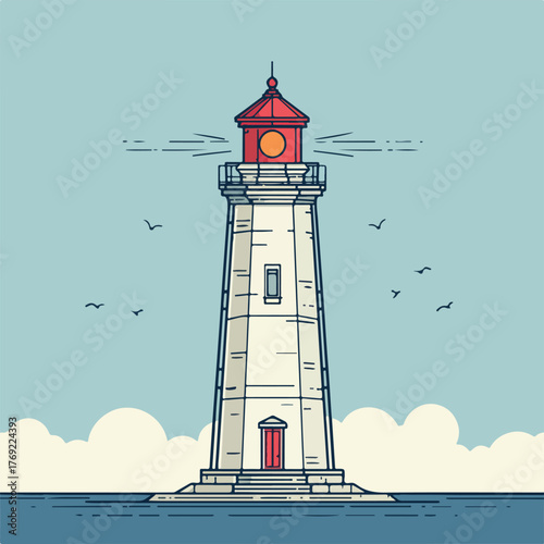 Sleek Lighthouse Line Art Illustration