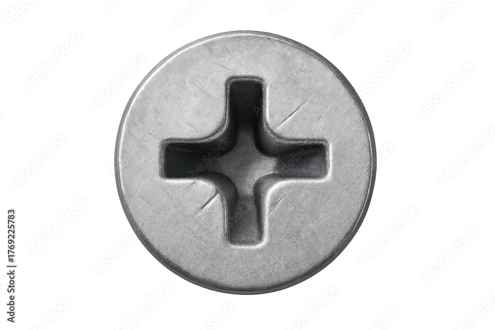 Fototapeta premium Phillips head screw top view on transparent background