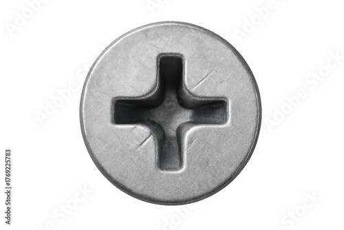 Phillips head screw top view on transparent background