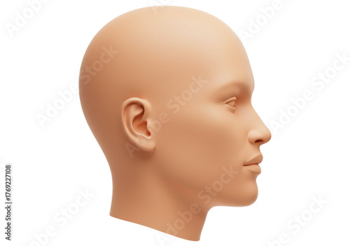 Bild auf Leinwand Isolated nude face profile, rendering of a blank mannequin head with no hair, ne