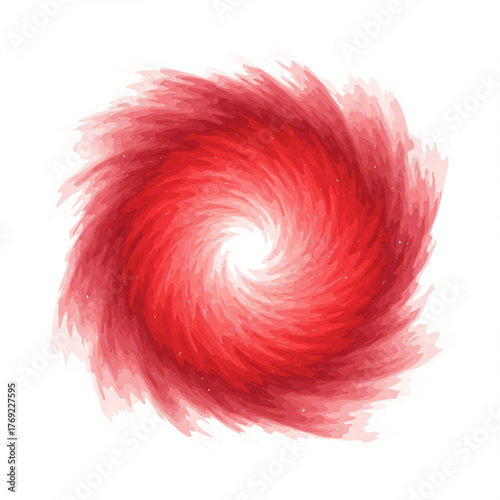 Vibrant Swirling Galaxy Vector Illustration with Nebulas in Red, Orange, and Pink.