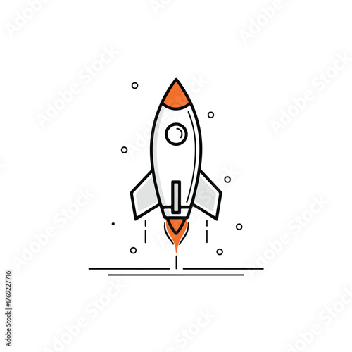 Sleek Rocket Line Art in Flat Vector Style