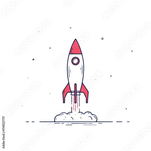 Sleek Rocket Line Art Vector Illustration